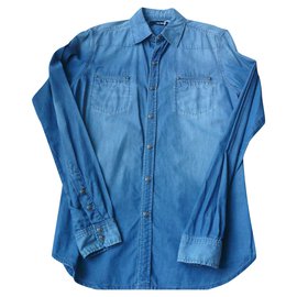 The Kooples-Camisa jeans de algodão azul claro TXS dos KOOPLES masculina-Azul