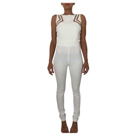 Autre Marque Ivory Lace Insert Cut-Back Jumpsuit White