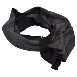 Hermès-Hermès wool&silk long scarf 2019-Dark grey