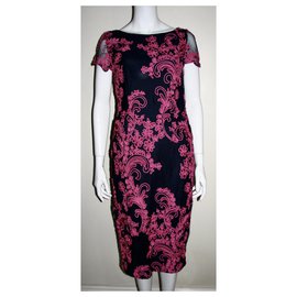 Autre Marque-Besticktes Kleid aus JS Collections-Schwarz,Pink