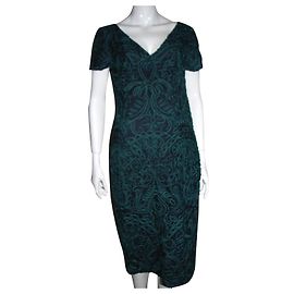 Autre Marque Robe en dentelle avec broderie Noir Vert