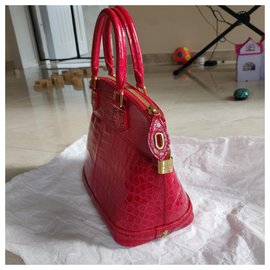 Louis Vuitton-Red lockit crocodile-Red