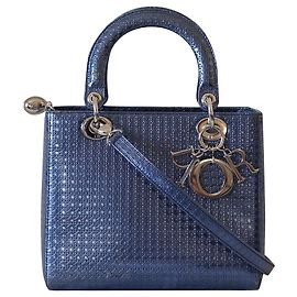 Christian Dior Sacs à main Bleu Métallisé