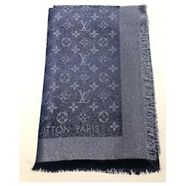 Scialle Louis Vuitton monogram shine Blu