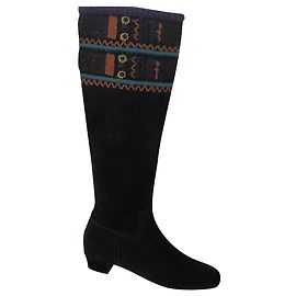 Miu Miu embroidered suede boots dark brown Dark brown