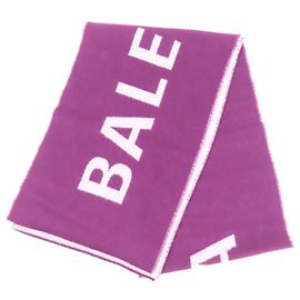 Lenço de lã Balenciaga Purple Logo Branco Roxo
