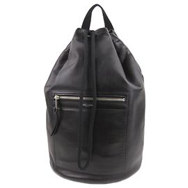 Yves Saint Laurent YSL Black City Sailor Leather Backpack Black