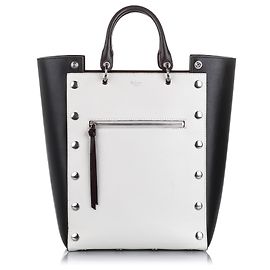 Mulberry White Large Studded Maple Leather Tote Bag Black White