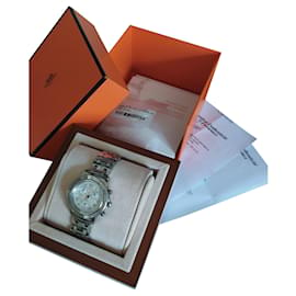 Hermès-Clipper Chrono Uhr-Silber