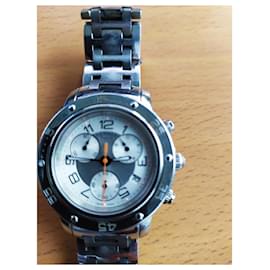 Hermès-Reloj Clipper Chrono-Plata
