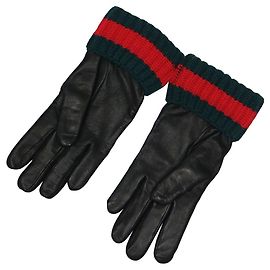 Gucci Guanti Nero Rosso Verde scuro