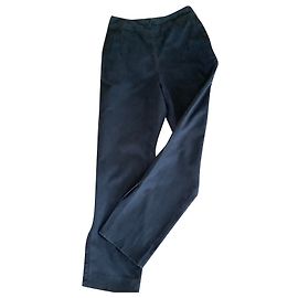 Calça reta de algodão azul marinho Hermès Azul marinho