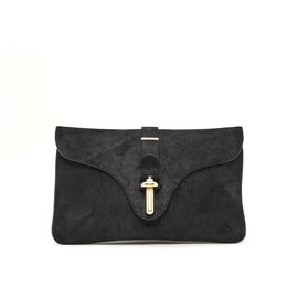 Pochette Balenciaga en daim noir Noir