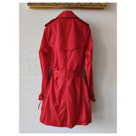 Burberry-BURBERRY RAINCOAT IN RED POLYESTER-Red