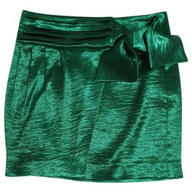 Ba&Sh Satin Mini Wrap Skirt Green Green