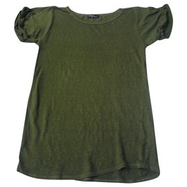 Isabel Marant Etoile-ISABEL MARANT ETOILE Tee shirt lin vertTM-Olive green