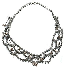 Tom Binns Collana con filo spinato e cristallo Argento