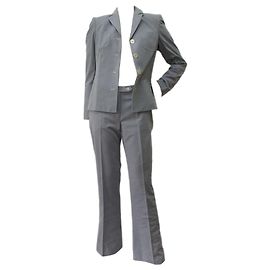 Kiton Feminino 100% Algodão 2 peça Calça Calça Fato Azul Claro Tamanho It 42 Azul