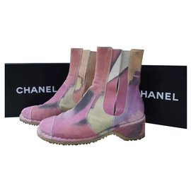 Chanel-Coleção SS da passarela pronto para vestir da Chanel 2015 Botinhas Sz.38-Multicor
