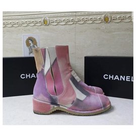 Chanel-Chanel Konfektionslaufsteg Kollektion SS 2015 Booties Gr.38-Mehrfarben 