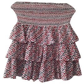 Saia Maje com babados de viscose multicolor Multicor