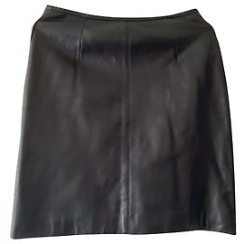 Autre Marque Lederrock aus Lammfell schwarz Schwarz