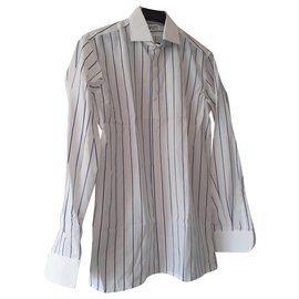 Guy Laroche Hemd Weiß Blau Baumwolle Polyester Weiß Blau