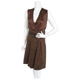 Robe Vanessa Bruno Marron en Soie Coton Viscose Taille 38 Marron