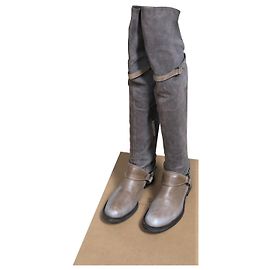 Brunello Cucinelli botas de couro / nobuck com cano alto Taupe