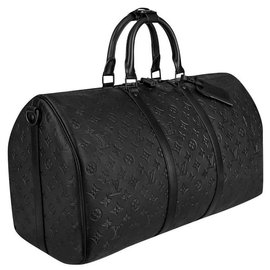 Louis Vuitton LV keepall Monogram Shadow embossed leather Black