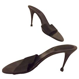 Sergio Rossi heeled silk mules Black