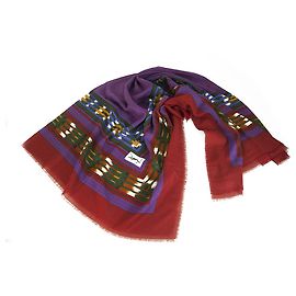 Yves Saint Laurent sciarpa quadrata extra large in lana e seta pashmina rossa e multicolore Multicolore