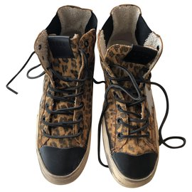 Golden Goose-Zapatos altos Vstar de Golden Goose-Negro,Estampado de leopardo