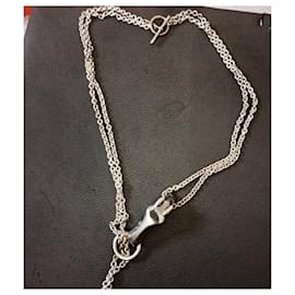 Hermès-Hermes sterling silver Galop necklace-Silvery