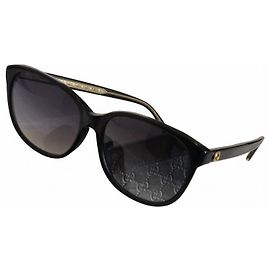 Gucci Black Oval Oversized Sunglasses Black