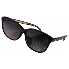 Gucci-Gucci Black Oval Oversized Sonnenbrille-Schwarz