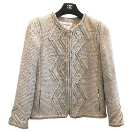 Chanel-7Veste en tweed métallisé K $-Beige