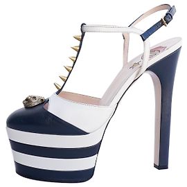 Gucci Heels White Navy blue