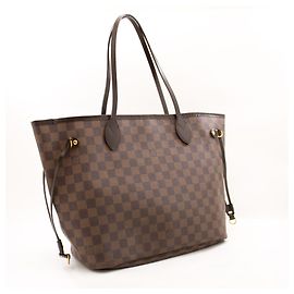 Bolsa de Ombro Louis Vuitton Damier Ebene Neverfull MM Marrom