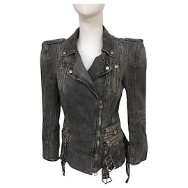 Balmain Jaqueta jeans acolchoada icônica Cinza