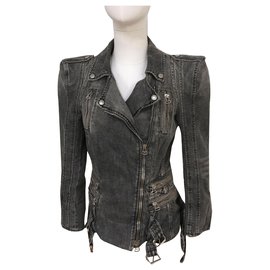 Balmain Iconic Padded Denim Jacket Grey