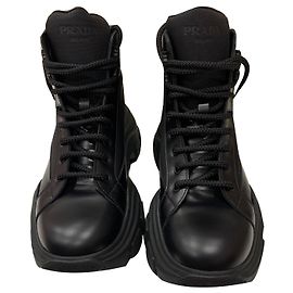 Prada Bottes de combat Noir