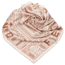 Fendi-Fendi White Printed Silk Scarf-White,Multiple colors