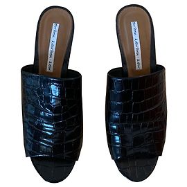 Black mule sandal with croco embossing & other stories Black