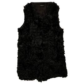Twin Set Schwarze Weste aus Astrachanfell (Weste) Schwarz