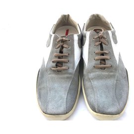 Baskets Prada en daim gris Gris