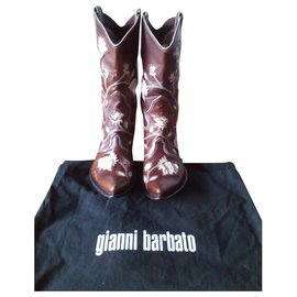 Autre Marque-GIANNI BARBATO Leather Camperos - Texan Cowboy Boot-Brown