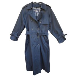 Burberry-Vintage Burberry Damen Trenchcoat, T 38 Übergröße, mit herausnehmbarem Wollfutter-Marineblau
