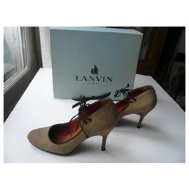 Lanvin-LANVIN Zapatos de salón piel efecto ante Taupe T38,5 ESO-Gris pardo