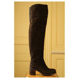 Free Lance-Suede over-the-knee boots-Olive green